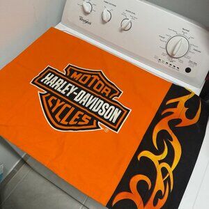 Vintage Harley Davidson Single Pillowcase Orange Flames One